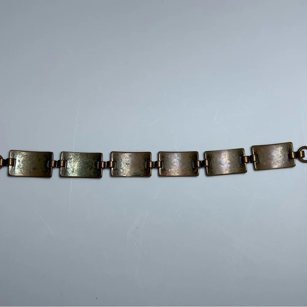 Vintage American Sunrise Copper Geometric Link Bracelet